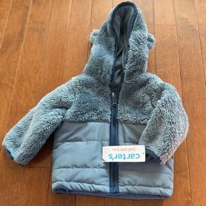 Carter's Light Blue Teddy Fleece Hooded Jacket